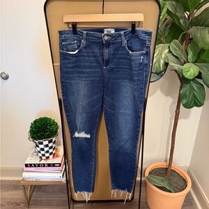 PAIGE Dark Blue Distressed Skinny Jeans